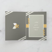 Carte Gris et orange avec fleurs et photo (Intérieur)