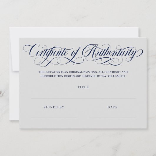 Carte Gris et tourbillons de marine Certificat d'authent (Devant)