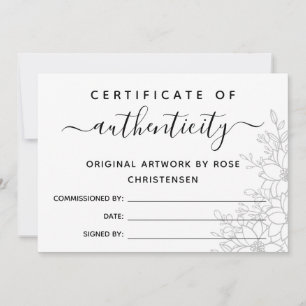 Carte Gris Floral plus grand certificat d'authenticité