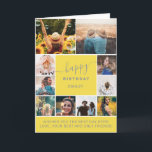 Carte Gris jaune d'anniversaire moderne 10 grille photo<br><div class="desc">Moderne simple anniversaire jaune gris10 grille de collage photo avec couleurs jaunes modifiables et typographie moderne.</div>