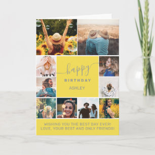 Carte Gris jaune d'anniversaire moderne 10 grille photo