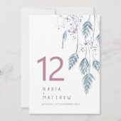 Carte Gris mariage de automne rose bleu table numéro (Devant)