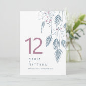 Carte Gris mariage de automne rose bleu table numéro (Debout devant)