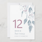 Carte Gris mariage de automne rose bleu table numéro (Dos)