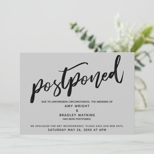 Carte Gris Mariage reportée par écriture moderne (Debout devant)