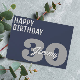 Carte Gris moderne et bleu marine 30e anniversaire