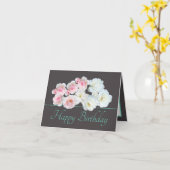 Carte Gris Monnaie Chic Bouquet Blanc Roses Rose Anniver (Fleur jaune)
