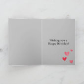Carte Gris Noir Rose Coeur Chat Anniversaire (Intérieur)