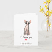 Carte Gris rose Sphynx Chat Coeur Chiot Animaux Annivers (Fleur jaune)