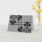 Carte Gris royal punk gothique de noir de damassé de (Fleur jaune)