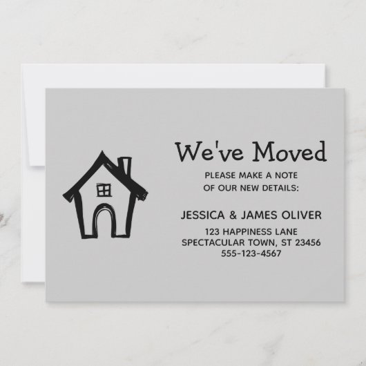 Carte gris simple "Nous avons bougé" avec Little H (Devant)