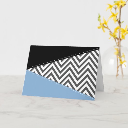 Carte Gris Zigzag, Gris Chevron, Motif Zigzag, Bleu (Fleur jaune)