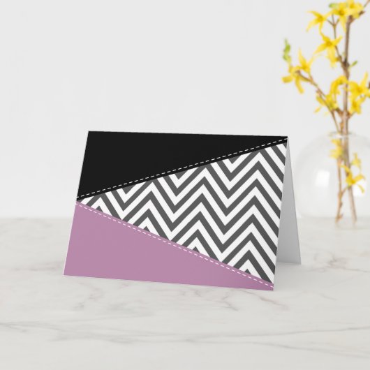 Carte Gris Zigzag, Gris Chevron, Motif Zigzag, Violet (Fleur jaune)