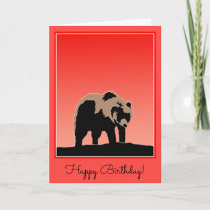 Carte Grizzly Bear au coucher du soleil - Art original d