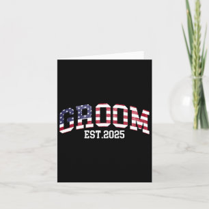 Carte Groom Bride Est. Drapeau américain 2025 juste mari