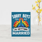 Carte Groom bride gay pride sorry boys this guy is (Fleur jaune)