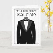 Carte Groom in tuxedo serez-vous mon meilleur homme form (Fleur jaune)