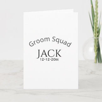 Carte Groom squad name date year bold letter bachelorett