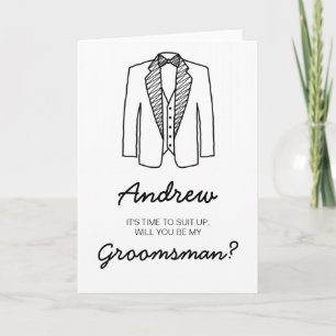Carte Groomsman Best Man Suit Up Wedding Party Demander
