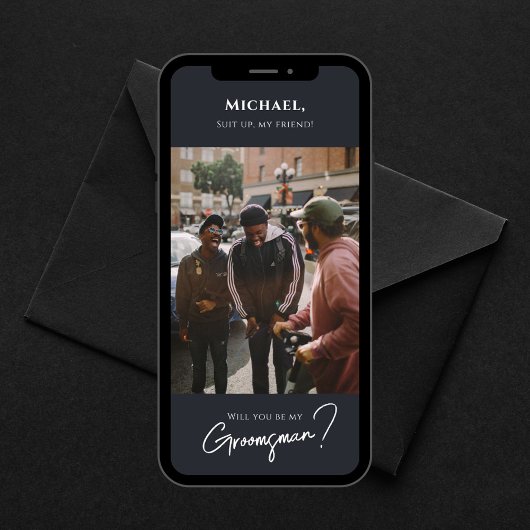 Carte Groomsman moderne avec photo