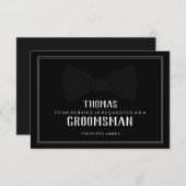 Carte Groomsman - Noir sur Cravate noire (Devant / Derrière)