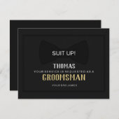 Carte Groomsman - Noir sur Cravate noire (Devant / Derrière)