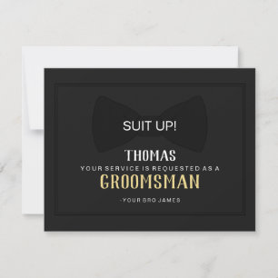 Carte Groomsman - Noir sur Cravate noire