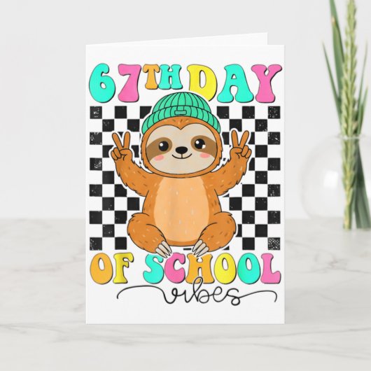 Carte Groovy 67 Days Of School Funny 67 Students Peace S (Devant)