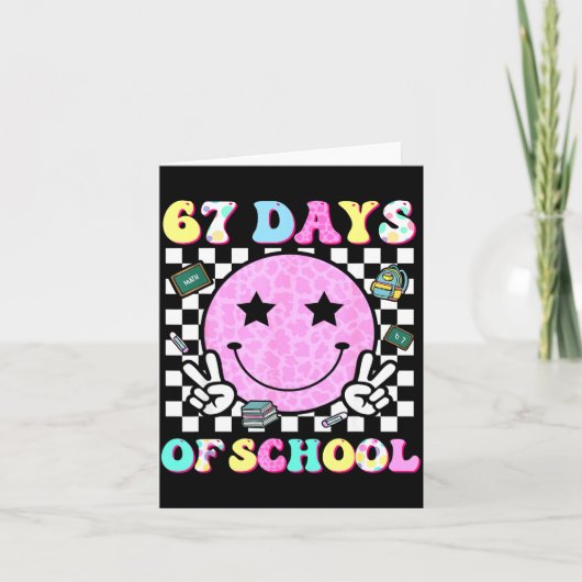 Carte Groovy 67 Days Of School Smile Face Teacher Kids W (Devant)