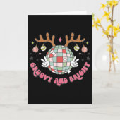 Carte Groovy And Bright Merry Christmas Disco Ball Reind (Fleur jaune)