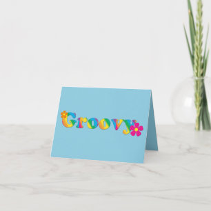 Carte Groovy and Flowers Bright Colors 60s Hippie Design