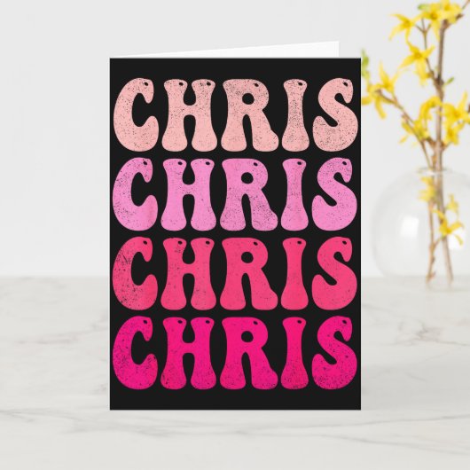 Carte Groovy Chris First Name D I Love Chris Tees Meme (Fleur jaune)