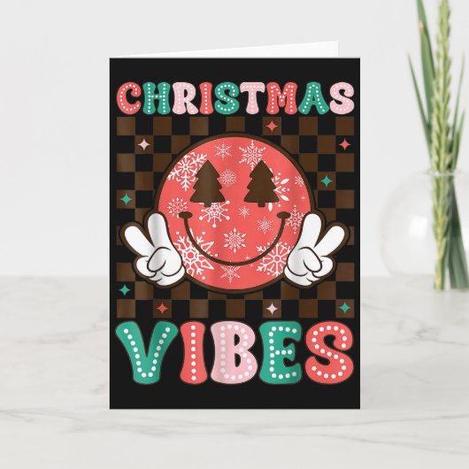 Carte Groovy Christmas Vibes Happy Smile Face Xmas Holid (Devant)
