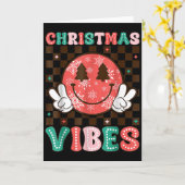 Carte Groovy Christmas Vibes Happy Smile Face Xmas Holid (Fleur jaune)