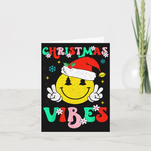 Carte Groovy Christmas Vibes Smile Face Santa Hat Xmas T (Devant)