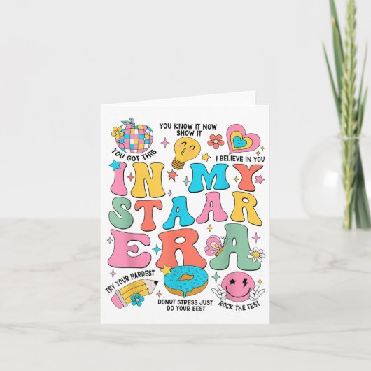 Carte Groovy In My Starr Era Testing Day Teacher Kids Mo (Devant)