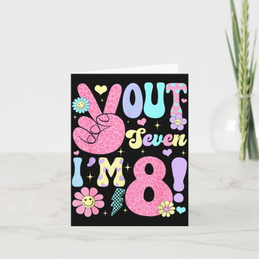 Carte Groovy Peace Out Seven I'm 8 Years Old 8th Birthda (Devant)