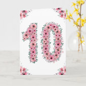 Carte Gros 10e anniversaire fille Fleurs roses Lieux ver (Fleur jaune)