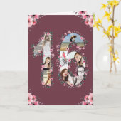 Carte Gros 16e anniversaire Photo Collage Fille Fleur ro (Fleur jaune)