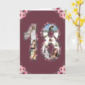 Carte Gros 18e anniversaire Photo Collage Fille Fleur ro (Fleur jaune)