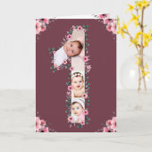 Carte Gros 1er anniversaire fille photo Collage Fleur ro (Fleur jaune)