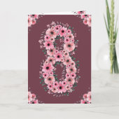 Carte Gros 8e anniversaire Fleurs roses Green Foliage Gi (Devant)
