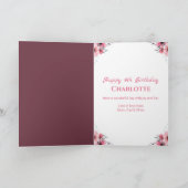 Carte Gros 9 Anniversaire Fleurs Roses Fleurs Vertes Fil (Intérieur)