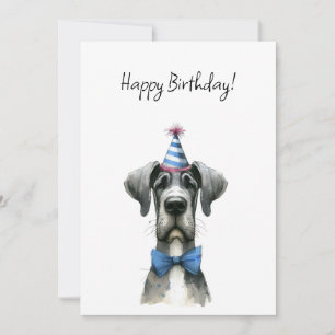Carte Gros Chien avec un Petit Chapeau de Fête d'Anniver