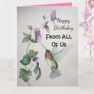 Carte Gros Colibri D'Anniversaire De Nous Tous