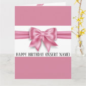 Carte Gros gros arc rose large bande fille d'anniversair (Fleur jaune)