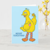 Carte Gros Oiseau tenant des ornements de Noël (Fleur jaune)