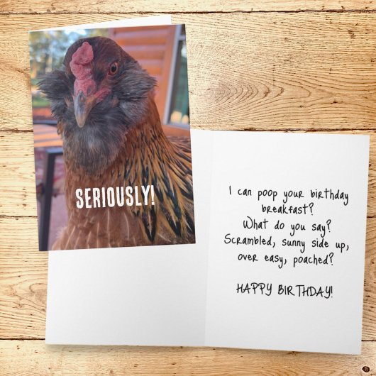 Carte Gros plan de la tête de poulet amusant