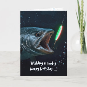 Carte Gros Poisson d'Anniversaire avec Leurre Néon