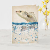 Carte Gros poisson dans l'eau anniversaire (Fleur jaune)